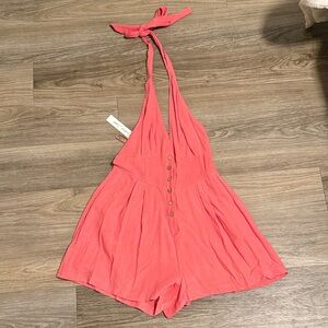 Mustard Seed Coral Women’s Halter Romper